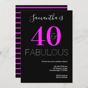 Invitation 40e anniversaire 40 Fabuleux Neon Pink Party
