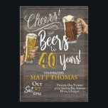 Invitation 40e anniversaire, à la fête et à la bière<br><div class="desc">Cheers and Beers 40th Birthday,  40th Birthday,  Adult Birthday,  Beer Party,  Beer Invitation,  40th Invitation,  Milestone Birthday</div>