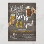Invitation 40e anniversaire, à la fête et à la bière<br><div class="desc">Cheers and Beers 40th Birthday,  40th Birthday,  Adult Birthday,  Beer Party,  Beer Invitation,  40th Invitation,  Milestone Birthday</div>
