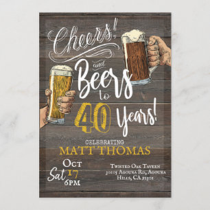 Invitation 40e anniversaire, à la fête et à la bière
