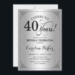 Invitation 40e anniversaire - Argent Damask<br><div class="desc">Invitation du 40e anniversaire. Design vintage élégant en faux argent avec motif damassé. Fonctionne la police de script. Bravo à 40 ans ! Peut être personnalisé à tout âge! Message-moi si vous avez besoin d'une personnalisation plus poussée.</div>