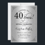 Invitation 40e anniversaire - Argent Damask<br><div class="desc">Invitation du 40e anniversaire. Design vintage élégant en faux argent avec motif damassé. Fonctionne la police de script. Bravo à 40 ans ! Peut être personnalisé à tout âge! Message-moi si vous avez besoin d'une personnalisation plus poussée.</div>