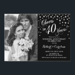Invitation 40e anniversaire avec photo - Noir blanc argenté<br><div class="desc">40e anniversaire du Mariage Invitation avec photo. Design élégant en noir avec fausse parties scintillant de police et de confetti en argent. Message-moi si vous avez besoin d'année personnalisée.</div>