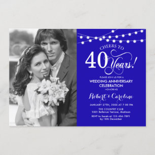 Invitation 40e anniversaire avec photo - Sapphire Blue