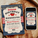 Invitation 40e anniversaire BBQ Summer Barbecue Party<br><div class="desc">Présentez notre charmant Barbecue Invitation d'anniversaire ! Construite avec des éléments en bois rustique, cette invitation exhale une ambiance campagnarde et cosy, parfaite pour fêter sous le ciel ouvert de l'été. La combinaison classique de rouge, blanc et bleu apporte une touche d'américanité, préparant le terrain à un rassemblement festif. Qu'il...</div>