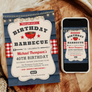 Invitation 40e anniversaire BBQ Summer Barbecue Party