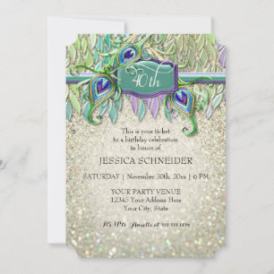 Invitation 40e Anniversaire Billet de fête Peacock Plume