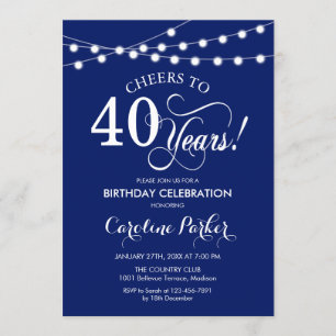 Invitation 40e anniversaire - Bleu bleu marine