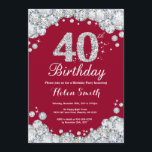 Invitation 40e anniversaire Bourgogne Diamant rouge et argent<br><div class="desc">40e Invitation d'anniversaire. Diamant de Rhestone rouge et argent de Bourgogne. Élégant invitation du Bassin d'Anniversaire. Anniversaire adulte. Les femmes,  anniversaire. Hommes Anniversaire.
Pour plus de personnalisation,  cliquez sur le bouton "Customiser" et utilisez notre outil de conception pour modifier ce modèle.</div>
