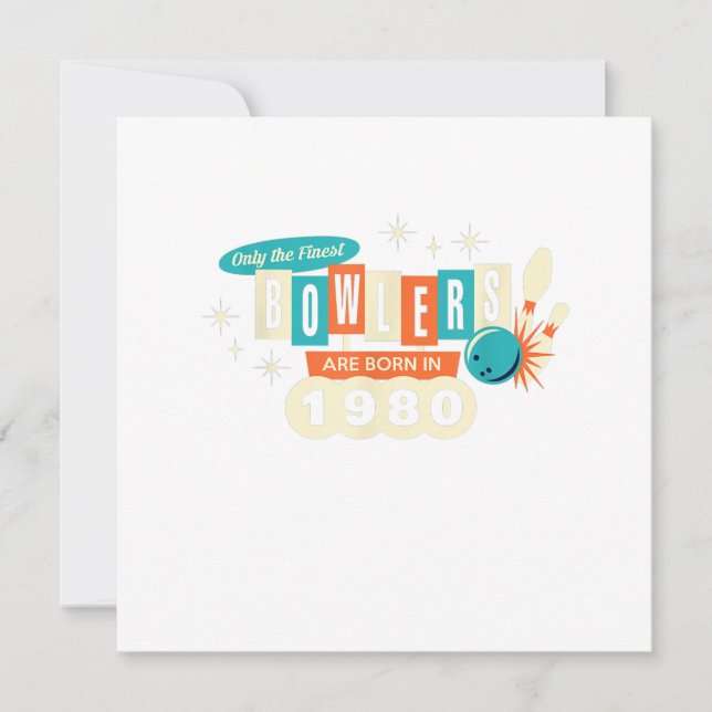 Invitation 40e anniversaire Bowler Funny Bowling 1980 Vintage (Devant)