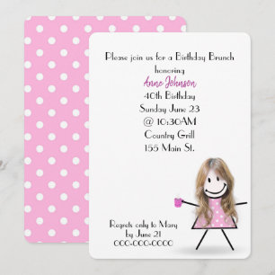 Invitation 40e anniversaire Brunch Stick Girl