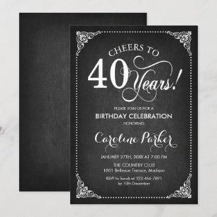 Invitation 40e anniversaire - Chalkboard White