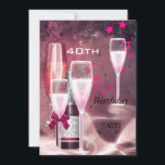 Invitation 40e Anniversaire Champagne rose 40<br><div class="desc">40e Anniversaire Fête Champagne Rose Invitation Toutes les occasions Fête 40 ans</div>