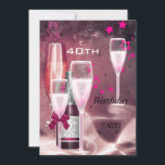 Invitation 40e Anniversaire Champagne rose 40<br><div class="desc">40e Anniversaire Fête Champagne Rose Invitation Toutes les occasions Fête 40 ans</div>