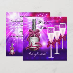Invitation 40e Anniversaire Champagne Rose Lunettes