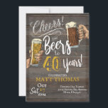 Invitation 40e anniversaire, Cheers and Beers<br><div class="desc">Cheers and Beers 40e anniversaire,  40e anniversaire,  Anniversaire adulte,  Soirée bière,  Invitation bière,  40e invitation,  Anniversaire marquant</div>
