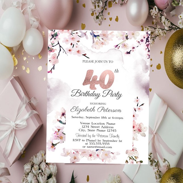 Invitation 40e anniversaire Cherry Blossom (Créateur téléchargé)