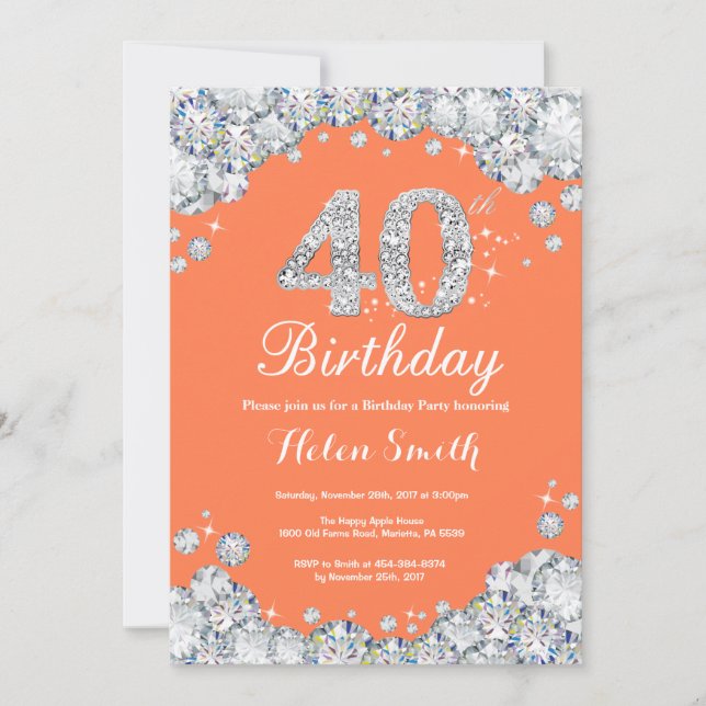 Invitation 40e anniversaire Corail et Diamant Argenté (Devant)