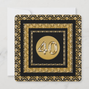 Invitation 40e anniversaire damas en or noir