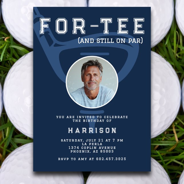 Invitation 40e anniversaire de fête Photo moderne Golf bleu (Créateur téléchargé)
