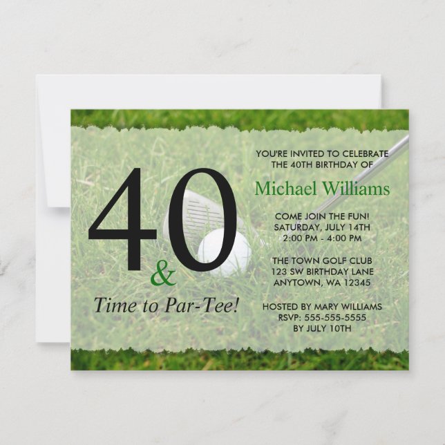 Invitation 40e anniversaire de golf (Devant)