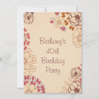 40e anniversaire de la femme Cute Modern Floral