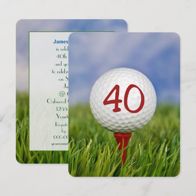 Invitation 40e Anniversaire de la fête de golf (Devant / Derrière)