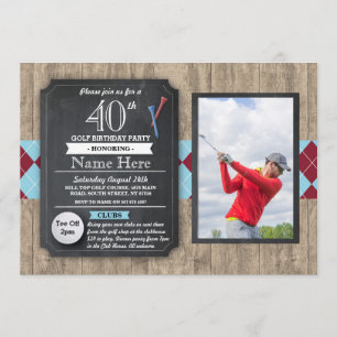 Invitation 40e anniversaire de la fête Golf Ball Photo Invita