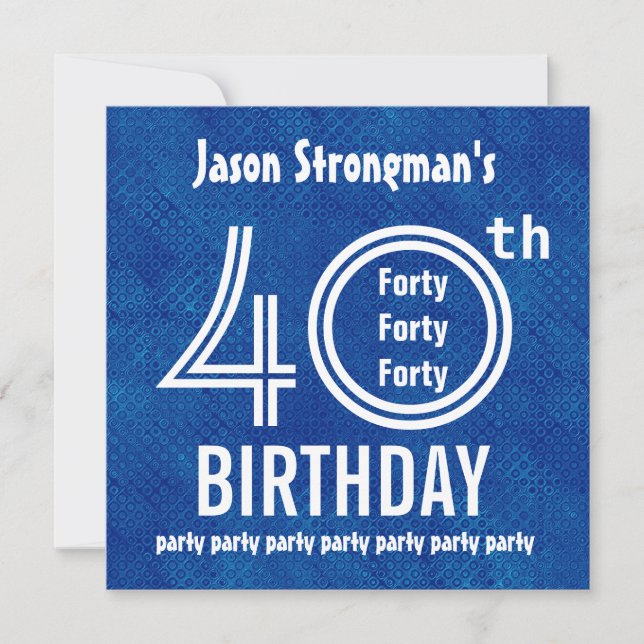 Invitation 40e anniversaire de la fête Royal Blue White H621 (Devant)