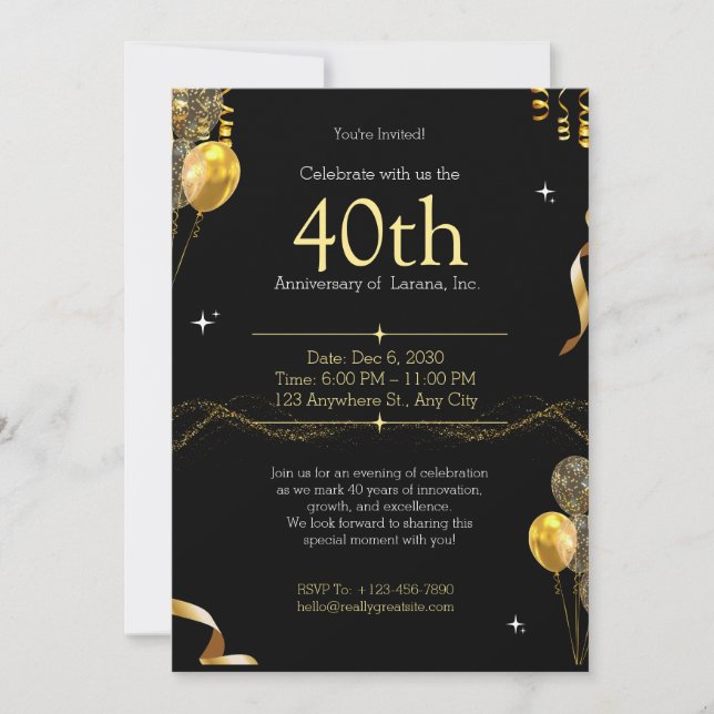 Invitation 40e anniversaire de mariage (Devant)