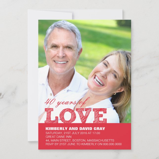 Invitation 40e anniversaire de mariage (Devant)