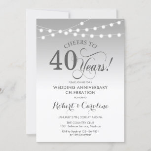 Invitation 40e anniversaire de mariage - Argent blanc