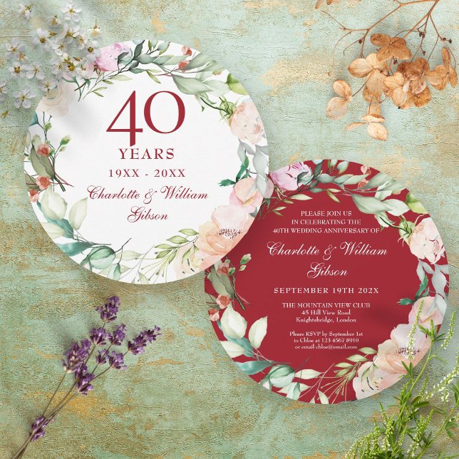 Invitation 40e anniversaire de Mariage de Ruby Garland Rose (Créateur téléchargé)