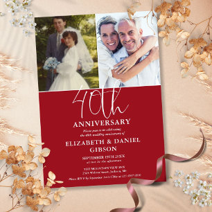 Invitation 40e anniversaire de mariage d'hier et d'aujourd'hu