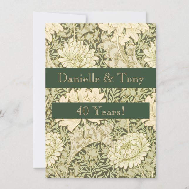 Invitation 40e Anniversaire de Mariage Floral (Devant)