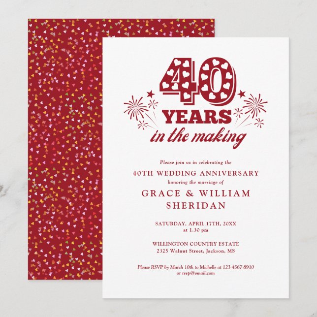 Invitation 40e anniversaire de mariage In The Making (Devant / Derrière)