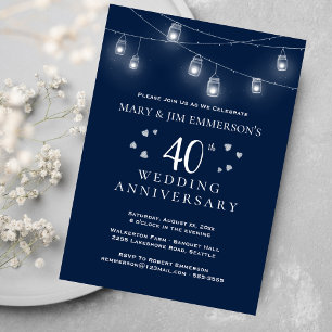 Invitation 40e anniversaire de mariage - Lampions suspendus