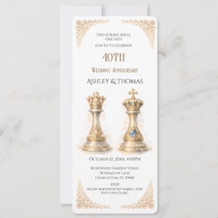 Invitation 40e anniversaire de mariage roi et reine dorés