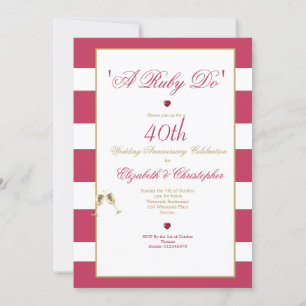 Invitation 40e anniversaire de mariage Rouge Élégant Un Ruby 