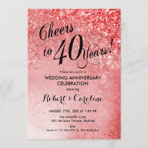 Invitation 40e anniversaire de mariage Rouge Rubis