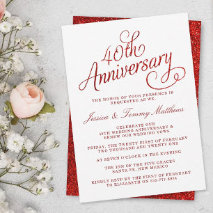 Invitation 40e anniversaire de mariage Rubis