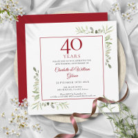 40e anniversaire de mariage rubis Aquarelle verdur