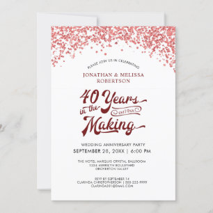 Invitation 40e anniversaire de mariage Rubis Confetti