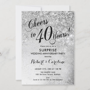 Invitation 40e anniversaire de Mariage surprise - Argent