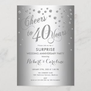 Invitation 40e anniversaire de Mariage surprise - Argent