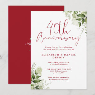 Invitation 40e Anniversaire de Mariage Verdure Script Ruby