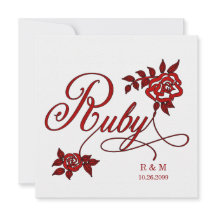 40e anniversaire de rubis avec date et initiales