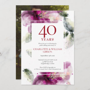 Invitation 40e anniversaire de Ruby Mariage Photo Lilies Flor