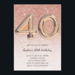 Invitation 40e anniversaire des femmes Rose Parties scintilla<br><div class="desc">40e anniversaire des femmes Rose Parties scintillant d'or Élégante</div>