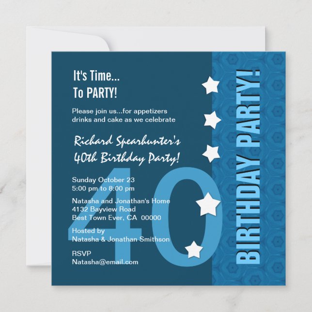 Invitation 40e anniversaire des teintes modernes de Blue Funn (Devant)